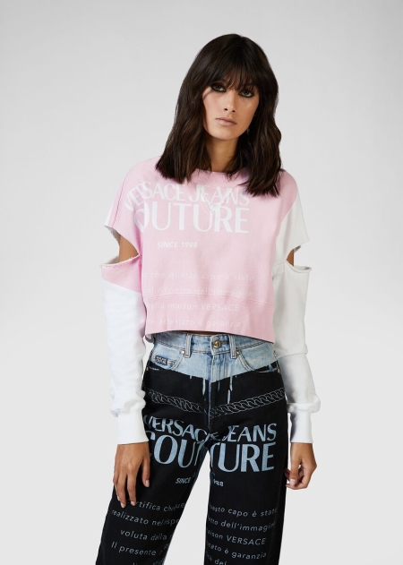 Versace Etichetta Print Cropped Sweatshirt Dam - 056847NPR